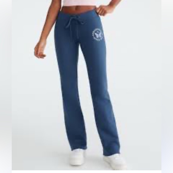 Aeropostale Black Sweatpants with Teal Logo - Picture 1 of 5